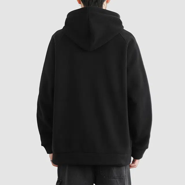 顶峰保罗 摇粒绒连帽开衫夹克外套无性别主义纯色宽松大码休闲运动上衣简约百搭潮牌显高显瘦长袖卫衣 男女同款