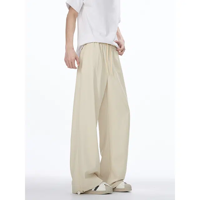 顶峰保罗 美式凉感复古痞帅直筒长裤情侣潮牌薄款宽松简约舒适小众百搭显瘦显高运动休闲裤 男女同款