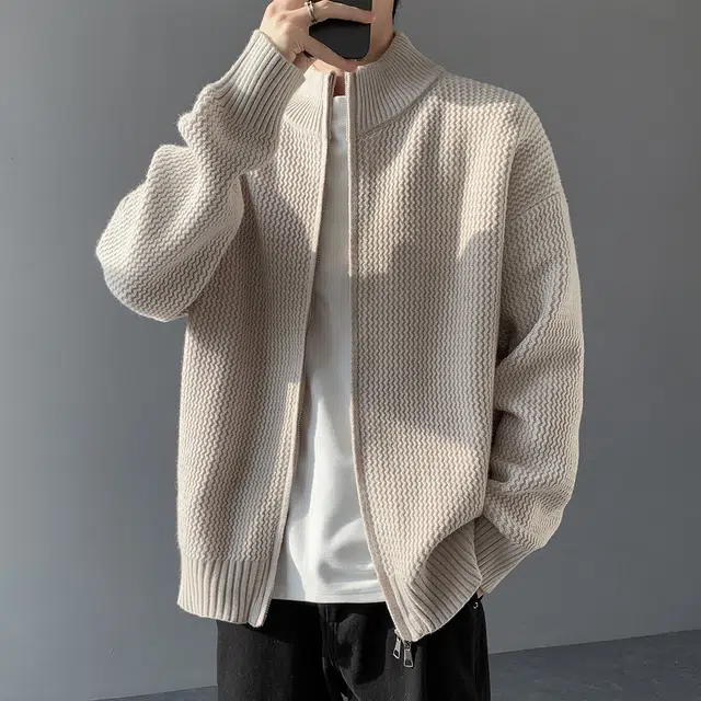 顶峰保罗 立领无性别主义复古慵懒痞帅休闲宽松简约百搭纯色长袖毛衣 男女同款