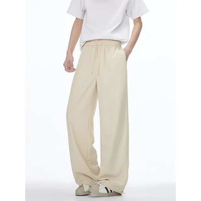 顶峰保罗 美式凉感复古痞帅直筒长裤情侣潮牌薄款宽松简约舒适小众百搭显瘦显高运动休闲裤 男女同款