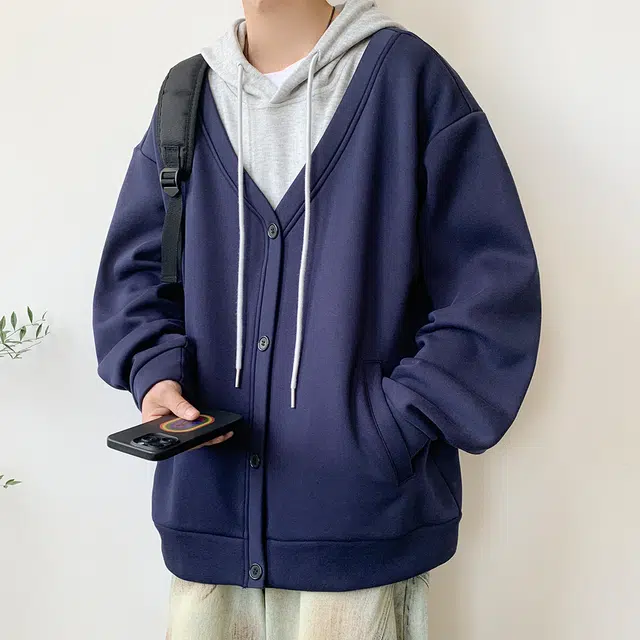 顶峰保罗 假两件拼接连帽宽松无性别主义美式潮牌休闲慵懒运动百搭长袖卫衣 男女同款