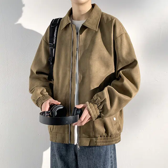 顶峰保罗 美式扎染宽松休闲高级感上衣外套情侣款秋冬穿搭加厚保暖通勤潮流百搭翻领夹克 男女同款