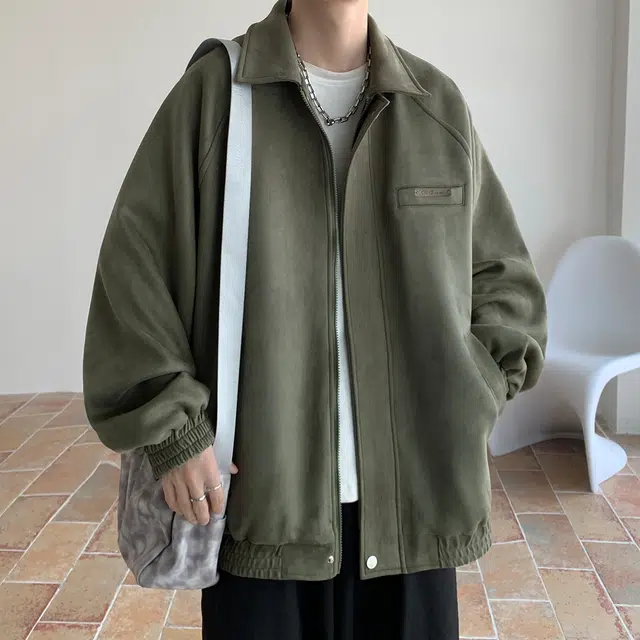 顶峰保罗 美式复古潮牌痞帅无性别主义翻领宽松时尚休闲上衣百搭纯色长袖夹克外套 男女同款