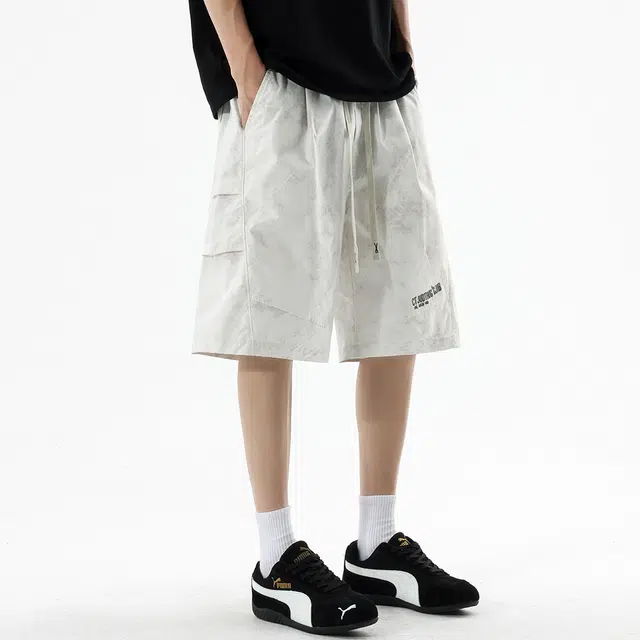 顶峰保罗 凉感亲肤透气宽松美式潮牌时尚百搭运动五分裤休闲短裤 男女同款