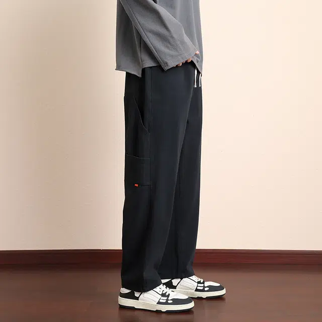 顶峰保罗 潮牌美式高街锥形九分直筒宽松工装裤无性别主义痞帅时尚简约百搭显高显瘦休闲裤 男女同款