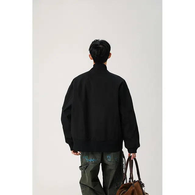 顶峰保罗 美式潮牌纯色高级感短款宽松休闲上衣外套秋冬穿搭情侣款加厚保暖防风潮流百搭翻领夹克 男女同款