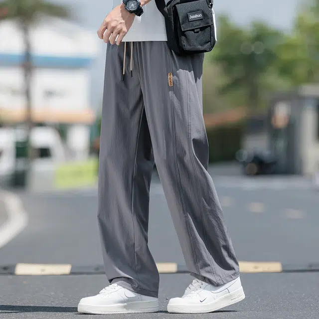 顶峰保罗 无性别主义凉感亲肤透气宽松直筒运动裤子美式潮流轻薄长裤时尚百搭高级感休闲裤 男女同款