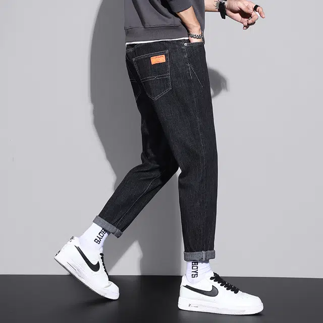 顶峰保罗 美式复古纯色直筒情侣款休闲长裤时尚潮流百搭高街锥形显高显瘦宽松牛仔裤 男女同款