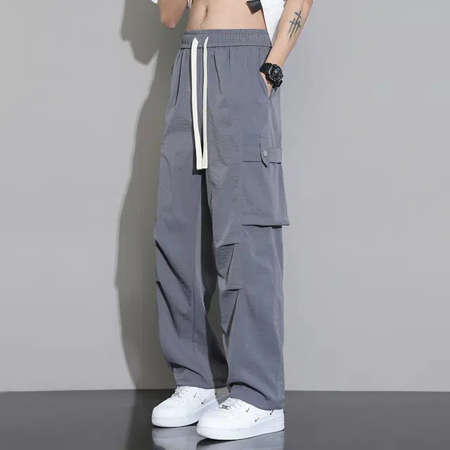 顶峰保罗 冰丝薄款速干工装伞兵裤潮牌凉感宽松百搭休闲裤 男女同款