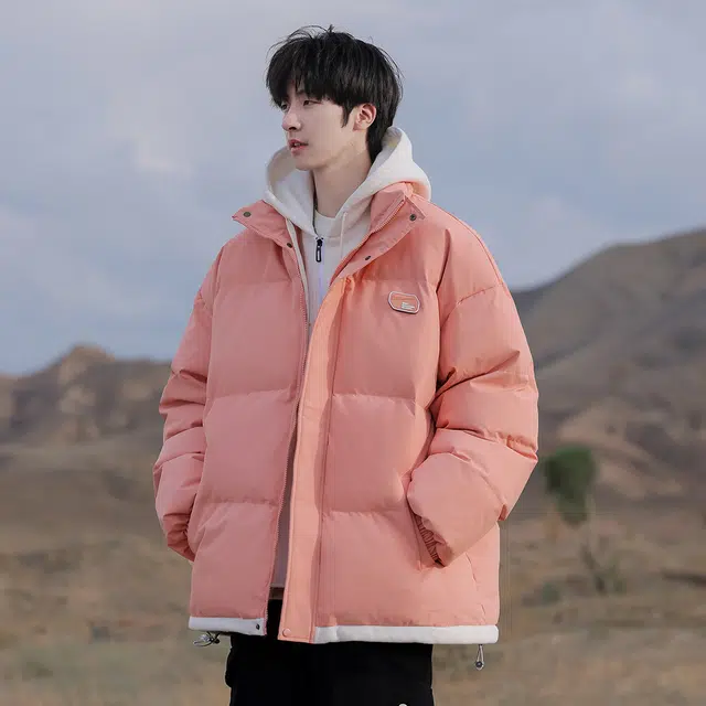 顶峰保罗 假两件拼接撞色休闲工装连帽面包服复古潮牌无性别主义直筒宽松百搭保暖大码厚实时尚长袖棉服 男女同款