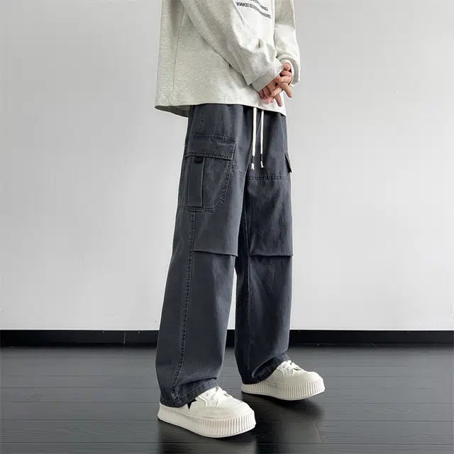 顶峰保罗 美式复古水洗工装潮流长裤宽松休闲高级感痞帅高街薄款透气舒适直筒牛仔裤 男女同款