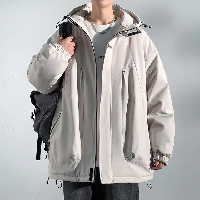 顶峰保罗 山系户外机能运动登山连帽工装长袖棉衣无性别主义潮牌休闲直筒上衣加厚多口袋宽松百搭舒适保暖耐磨棉服 男女同款