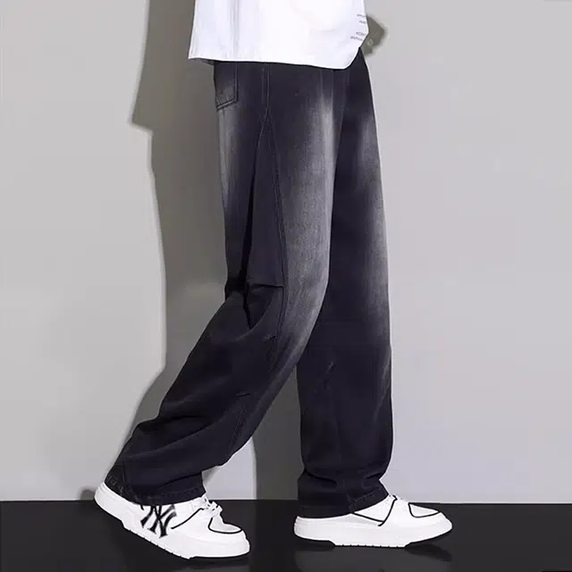 顶峰保罗 无性别主义水洗做旧美式潮流复古宽松直筒阔腿高街设计感休闲时尚百搭垂感潮牌牛仔裤 男女同款