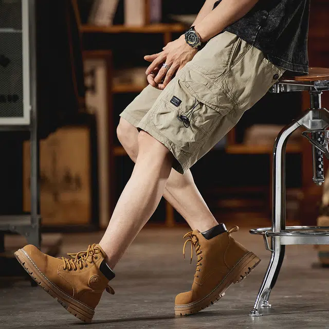 顶峰保罗 无性别主义工装美式高街复古外穿中裤潮牌运动宽松直筒五分裤潮流高级感休闲短裤 男女同款