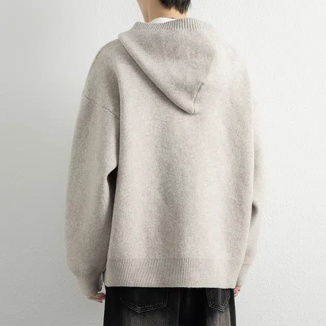 顶峰保罗 连帽针织开衫夹克无性别主义复古慵懒风痞帅直筒休闲宽松大码上衣外套简约百搭纯色长袖毛衣 男女同款