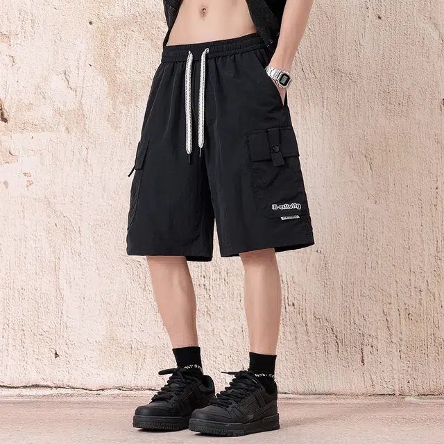 顶峰保罗 大口袋工装户外运动登山沙滩百搭无性别主义五分裤宽松大码中裤时尚潮流痞帅设计感休闲短裤 男女同款
