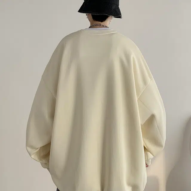 顶峰保罗 新中式竹叶刺绣加绒圆领无性别主义国风宽松大码直筒上衣套头衫潮牌简约时尚高街休闲百搭长袖卫衣 男女同款