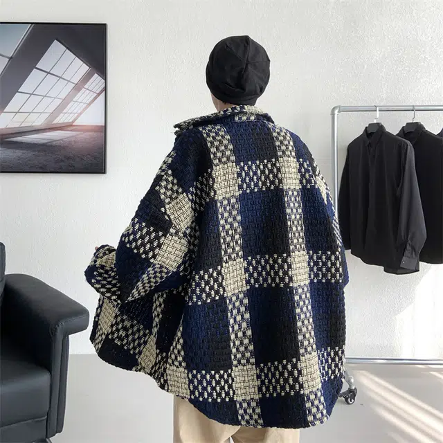 顶峰保罗 格子潮牌美式复古工装宽松休闲  运动外套无性别主义痞帅时尚百搭大码翻领夹克 男女同款