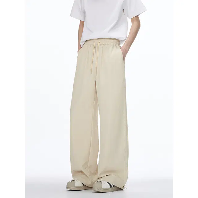 顶峰保罗 美式凉感复古痞帅直筒长裤情侣潮牌薄款宽松简约舒适小众百搭显瘦显高运动休闲裤 男女同款