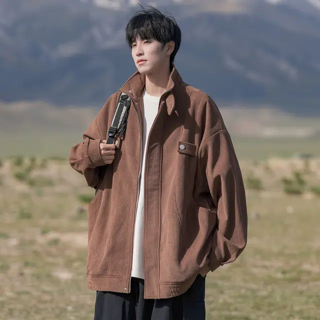 顶峰保罗 美式复古直筒工装无性别主义潮牌痞帅翻领上衣外套休闲百搭简约时尚纯色宽松长袖夹克 男女同款