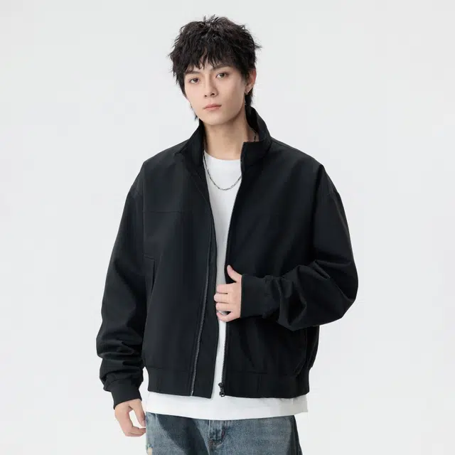 顶峰保罗 美式潮牌纯色高级感宽松休闲秋冬防风保暖上衣外套无性别主义潮流百搭日常通勤痞帅翻领夹克 男女同款