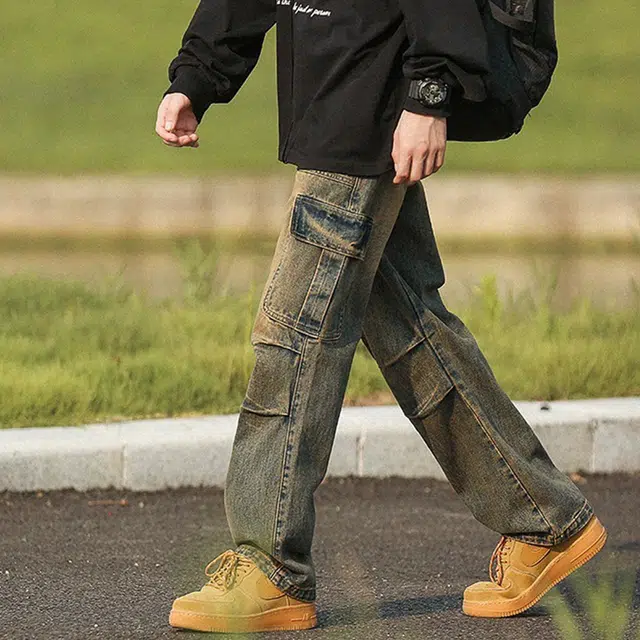 顶峰保罗 美式复古直筒宽松高街牛仔裤 男女同款
