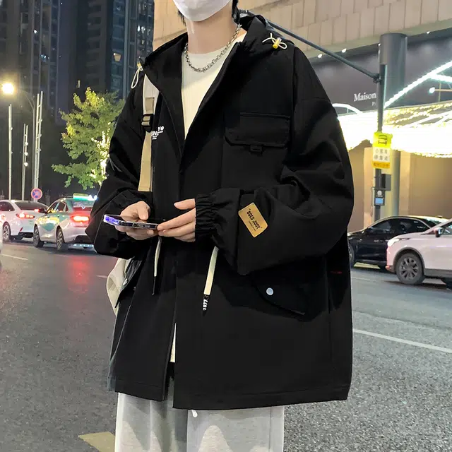 顶峰保罗 美式工装外套潮牌痞帅宽松大码连帽复古高街帅气小众设计感无性别主义百搭时尚夹克 男女同款