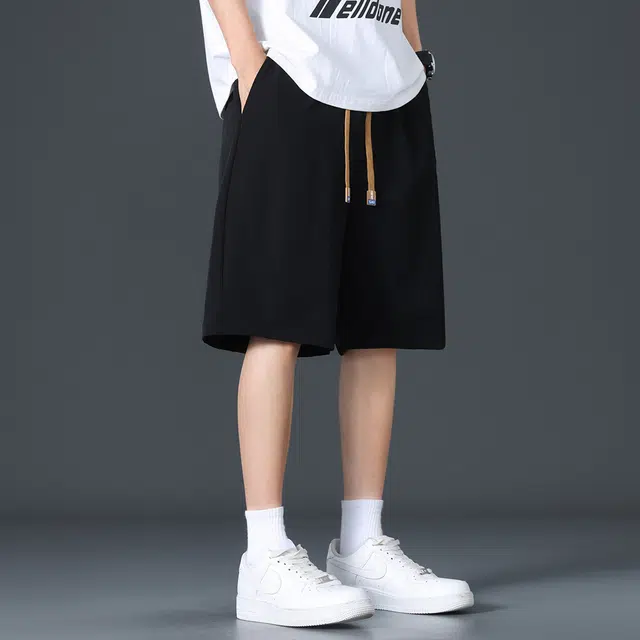 顶峰保罗 轻薄冰丝凉感薄款亲肤透气速干运动潮牌外穿无性别主义宽松痞帅时尚百搭系带垂感休闲短裤 男女同款