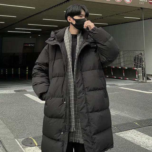 顶峰保罗 美式潮牌中长款简约百搭纯色连帽长袖羽绒服 男女同款