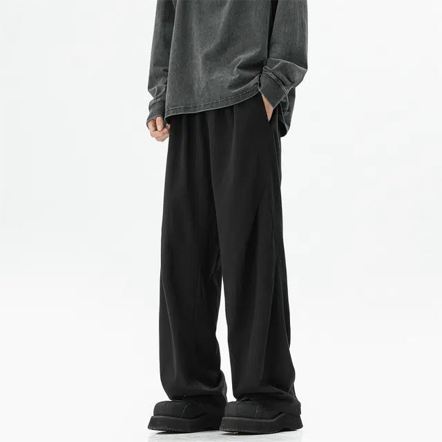 顶峰保罗 凉感透气美式压褶垂感外穿长裤子无性别主义潮流薄款舒适宽松百搭高级感直筒休闲裤 男女同款