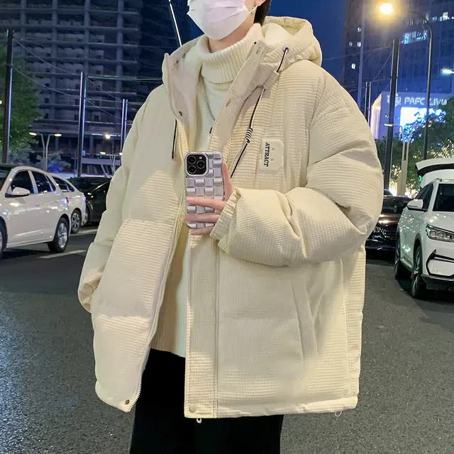 顶峰保罗 重磅羊羔绒休闲工装连帽潮牌棉衣无性别主义宽松百搭加绒加厚外套大码保暖厚实时尚长袖棉服 男女同款