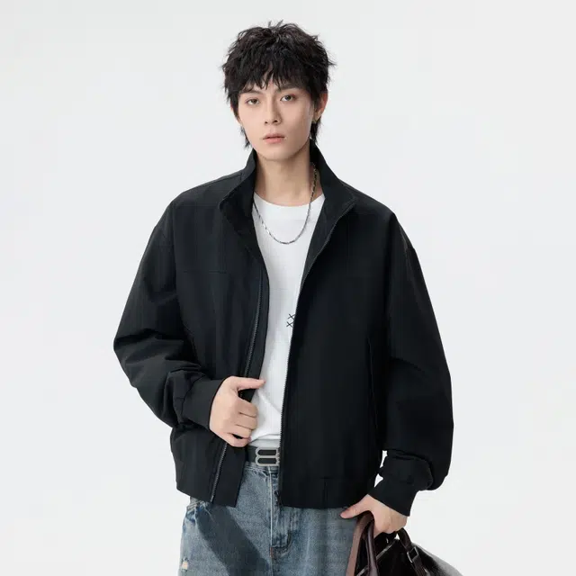 顶峰保罗 美式潮牌纯色高级感宽松休闲秋冬防风保暖上衣外套无性别主义潮流百搭日常通勤痞帅翻领夹克 男女同款