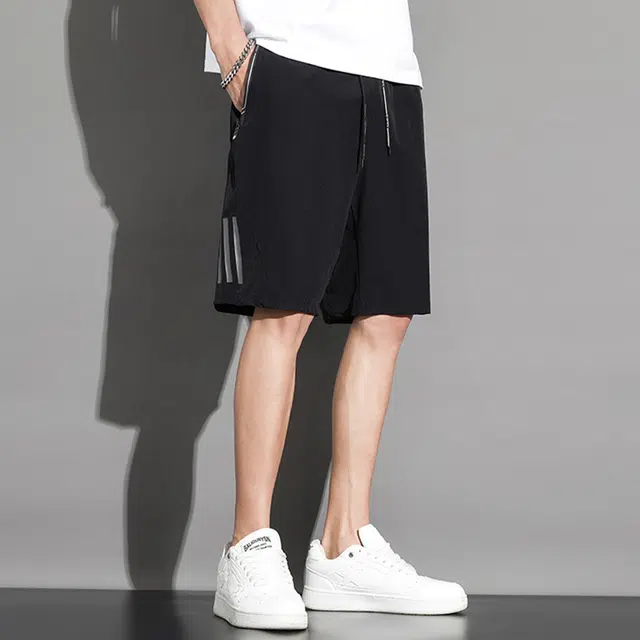 顶峰保罗 无性别主义冰丝运动薄款亲肤透气宽松速干外穿沙滩篮球五分中裤时尚百搭系带休闲短裤 男女同款