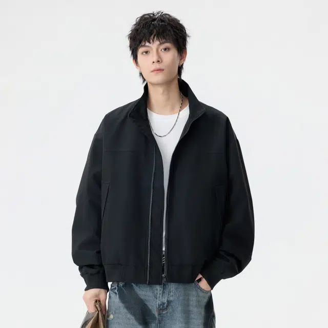 顶峰保罗 美式潮牌纯色高级感宽松休闲秋冬防风保暖上衣外套无性别主义潮流百搭日常通勤痞帅翻领夹克 男女同款