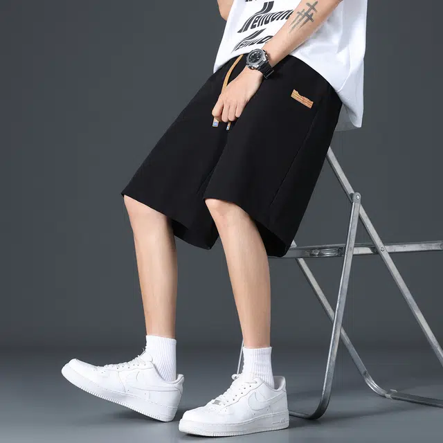 顶峰保罗 轻薄冰丝凉感薄款亲肤透气速干运动潮牌外穿无性别主义宽松痞帅时尚百搭系带垂感休闲短裤 男女同款