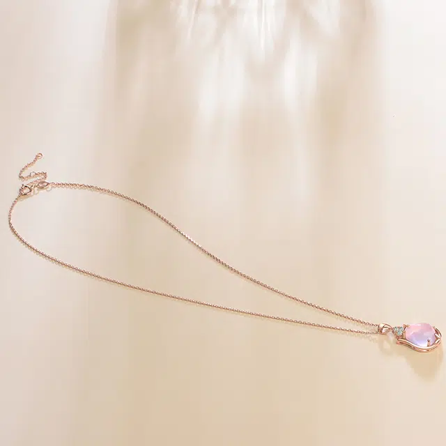石头记 水滴郁金香冰种粉晶 水晶 项链 女款