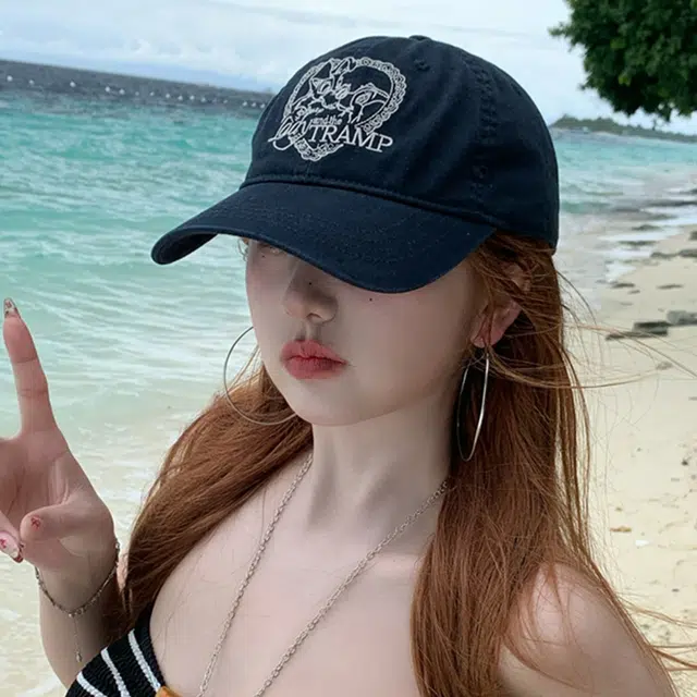 玄唐 爱心小狗刺绣休闲软顶户外出行运动风防晒遮阳时尚百搭大头围显脸小 棉 鸭舌帽 男女同款情侣款