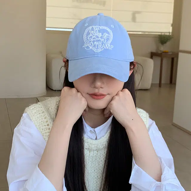 玄唐 爱心小狗刺绣休闲软顶户外出行运动风防晒遮阳时尚百搭大头围显脸小 棉 鸭舌帽 男女同款情侣款