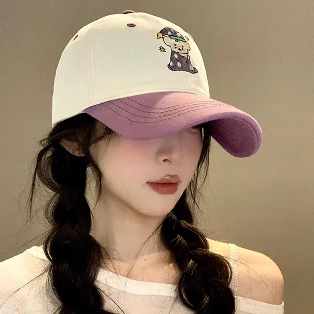 玄唐 甜美可爱睡衣小熊撞色软顶户外出行时尚潮流百搭防晒遮阳大头围显脸小 腈纶 鸭舌帽 男女同款情侣款