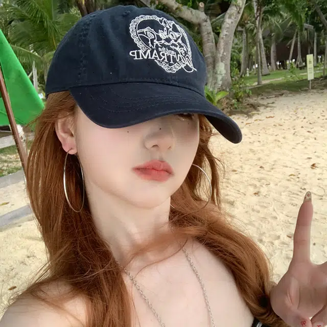 玄唐 爱心小狗刺绣休闲软顶户外出行运动风防晒遮阳时尚百搭大头围显脸小 棉 鸭舌帽 男女同款情侣款
