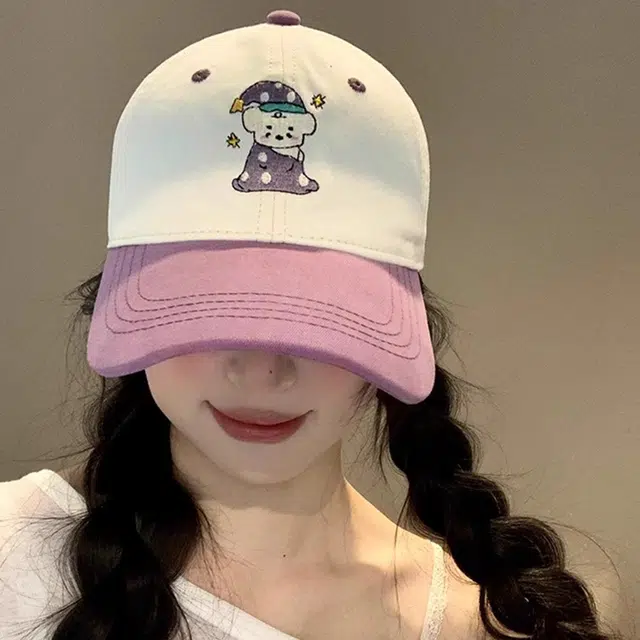 玄唐 甜美可爱睡衣小熊撞色软顶户外出行时尚潮流百搭防晒遮阳大头围显脸小 腈纶 鸭舌帽 男女同款情侣款