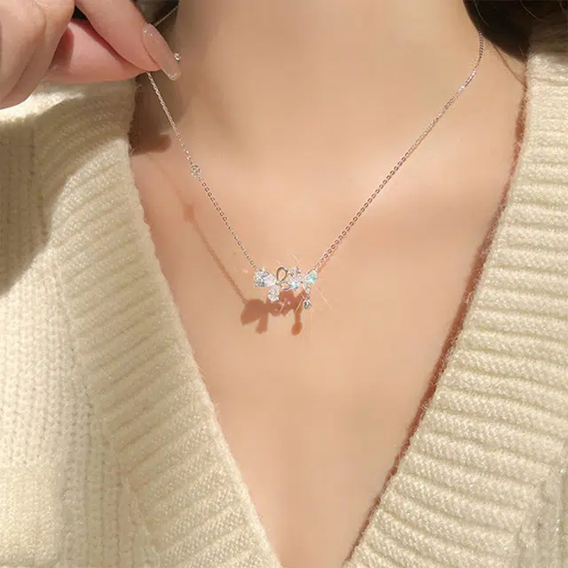 玄唐 梦幻蝴蝶轻奢高级感微镶满钻 合金 项链 女款