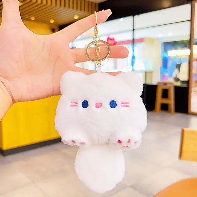 玄唐 可爱小猫咪书包钥匙扣情侣闺蜜毛绒公仔挂饰 聚酯纤维 挂件 男女同款情侣款