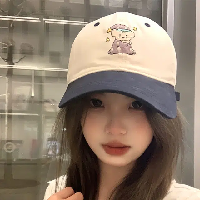 玄唐 甜美可爱睡衣小熊撞色软顶户外出行时尚潮流百搭防晒遮阳大头围显脸小 腈纶 鸭舌帽 男女同款情侣款