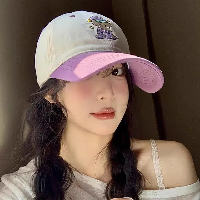 玄唐 甜美可爱睡衣小熊撞色软顶户外出行时尚潮流百搭防晒遮阳大头围显脸小 腈纶 鸭舌帽 男女同款情侣款