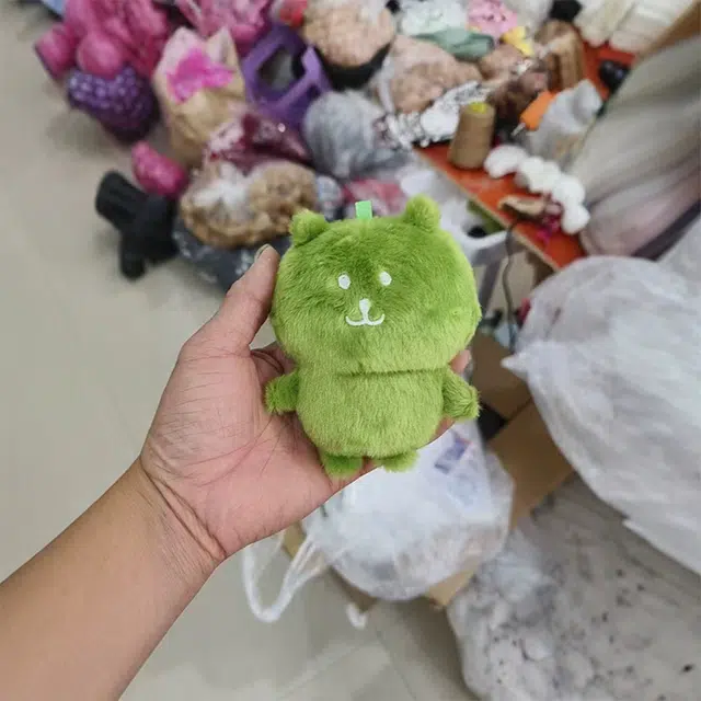玄唐 绿油油抹茶绿青苔绿可爱毛绒小熊书包背包 聚酯纤维 挂件 男女同款情侣款