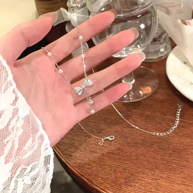 玄唐 珍珠蝴蝶结流苏 轻奢高级感小众 铜 项链 女款