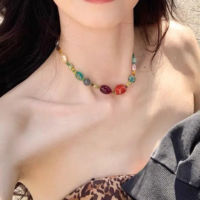 玄唐 新中式民族风彩色多巴胺星星小众高级感 陶瓷 项链 女款