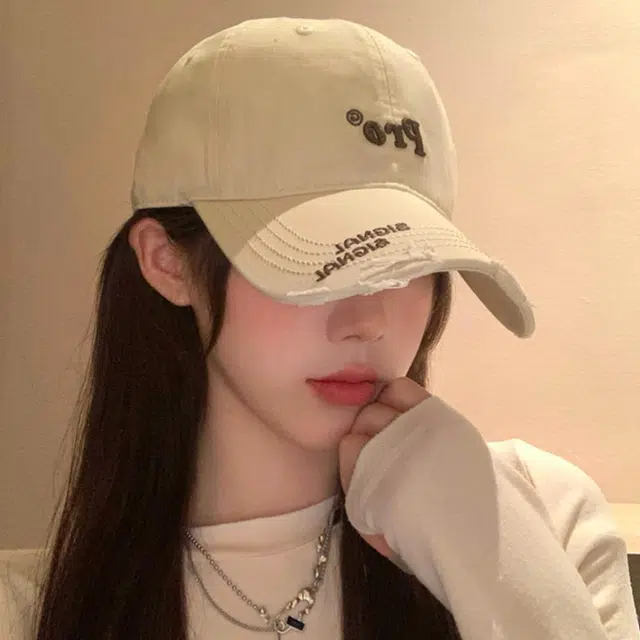 玄唐 春夏季立体字母刺绣破洞户外出行运动风四季百搭大头围显脸小防晒遮阳帽 棉 鸭舌帽 男女同款情侣款