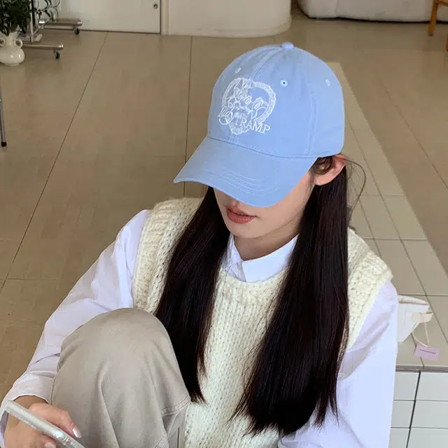 玄唐 爱心小狗刺绣休闲软顶户外出行运动风防晒遮阳时尚百搭大头围显脸小 棉 鸭舌帽 男女同款情侣款